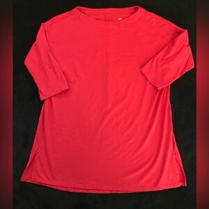EUC! J. Jill Women’s Top Size M Tall Red Luxe Supima Pleat-Back Tunic Shirt
